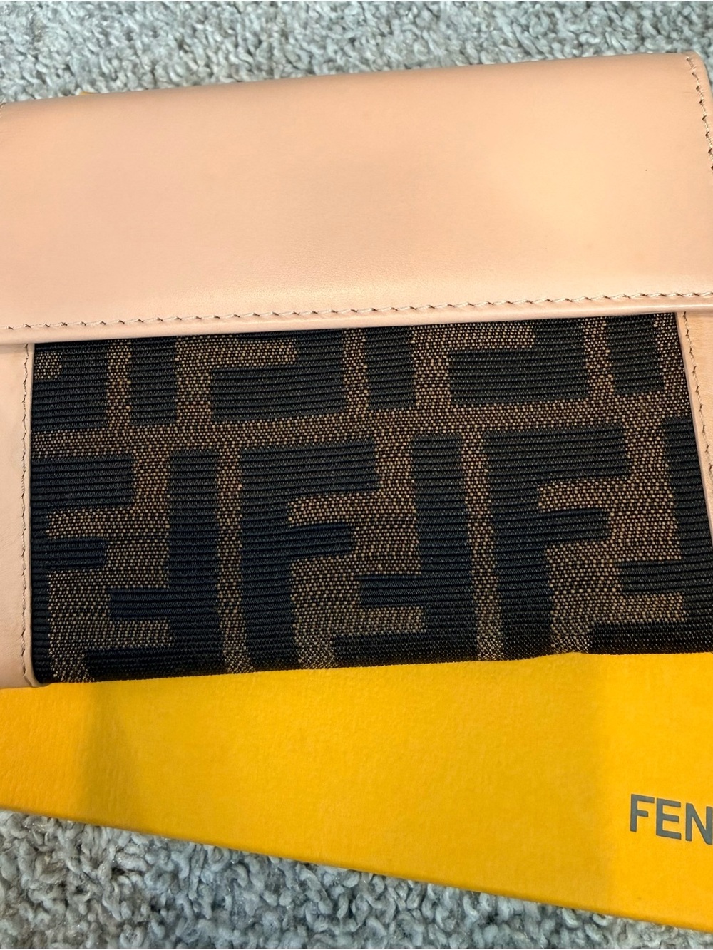 Fendi Brown FF Logo Wallet with Blush Trim - Picture 11 of 11
